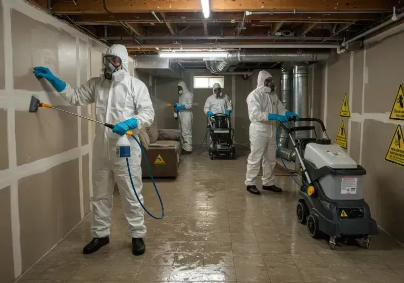 Basement Moisture Removal and Structural Drying process in Ballplay, AL